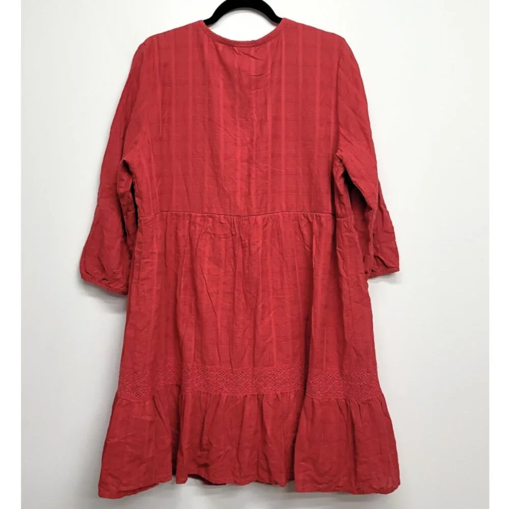 Knox Rose Red Boho Crochet Gauze Mini Dress XXL